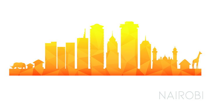 Nairobi, Kenya Low Poly Skyline Clip Art City Design. Geometric Polygon Graphic Horizon Icon. Vector Illustration Symbol.