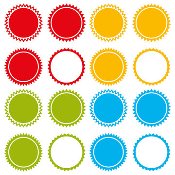 Colorful star stickers. Vector labels icons set.