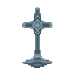 Cemetery cross in pixel art style design