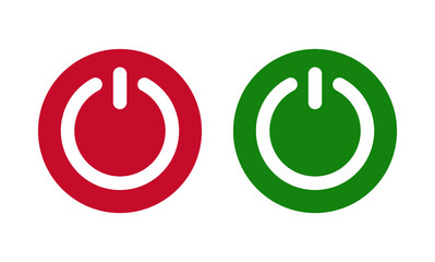 On and Off Toggle Buttons, vector Illustration. Color red and green switch icon.