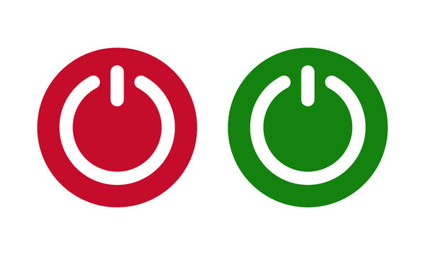 On and Off Toggle Buttons, vector Illustration. Color red and green switch icon.