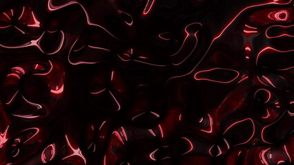 Iridescent metallic vibrant dark red color surface with moving ripples. Concept liquid pattern luxury texture background. Looped 3d rendering in 4K.