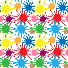 Colorful splashes in cartoon style. Seamless vector pattern.