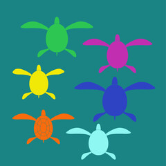 Stylized colored turtle. Hand drawn.