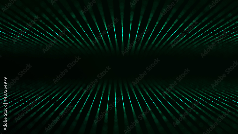 Poster dynamic double flow of digital particles. network connection structure. big data visualization. 3d r