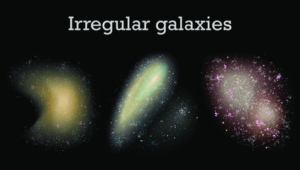 Irregular galaxies, vector illustration of space © BlueBee