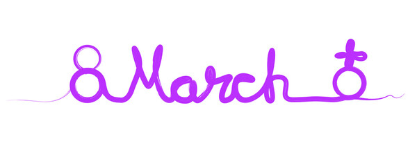 Greeting cards with line.International womans day . 8 march . Handwritten lettering typography