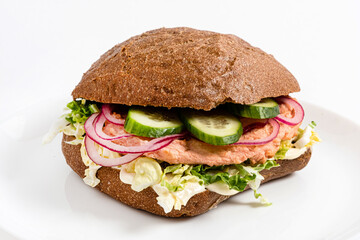 tasty sandwich on the white background
