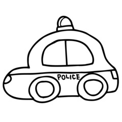 パトカーの線画イラスト © ふなちぃ