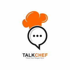 Chef talk vector logo template. Suitable for business, web, social media, food and drink