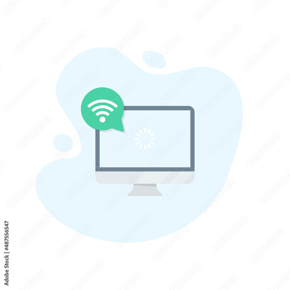 Poster computer monitor with wifi icon in excellent flat design. vector illustration eps10