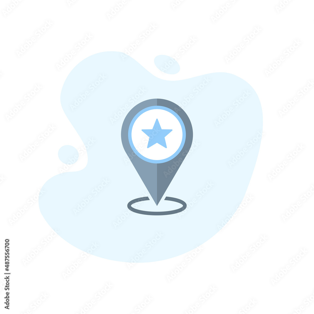 Poster pin map pointer with star icon in excellent flat design. vector illustration eps10