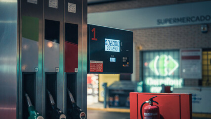 Gasoline station at night