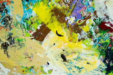 Closeup Of Mix Acrylics On The Palette