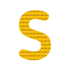 Naklejka premium Letter S in the form of yellow mustard flower isolated on white. Alphabet.
