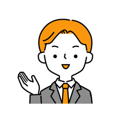 笑顔で話すスーツのビジネスマンのシンプルなイラストアイコン