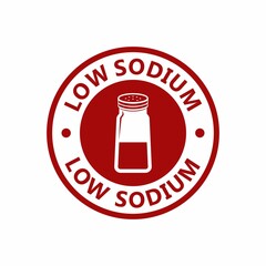 Low sodium or salt badge vector logo design. Suitable for food, health and product label - obrazy, fototapety, plakaty