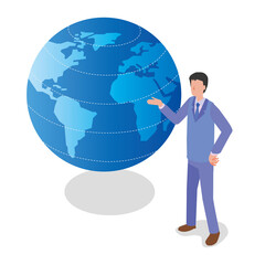 地球とビジネスマン