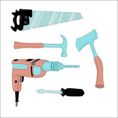 seamless pattern of repair tools on a white background