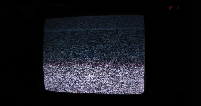 Old Retro TV - Static tv black and white noise caused by bad signal reception
