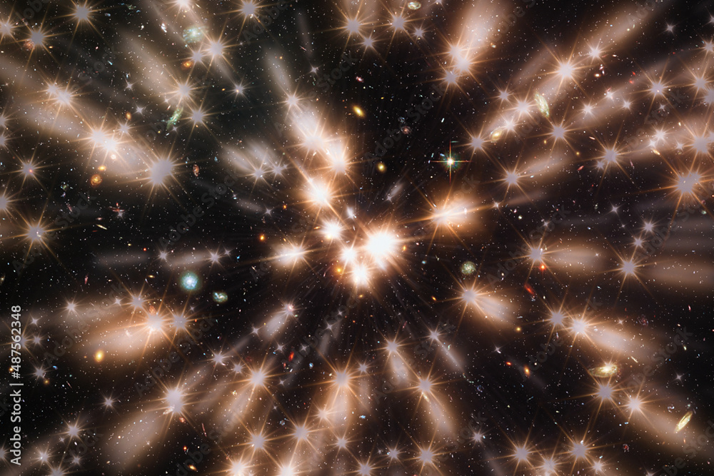 Wall mural star splash with beams in hyper jump. the elements of this image furnished by nasa.