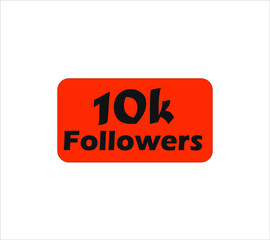 10k followers Orange vector, icon, stamp, logo illustration