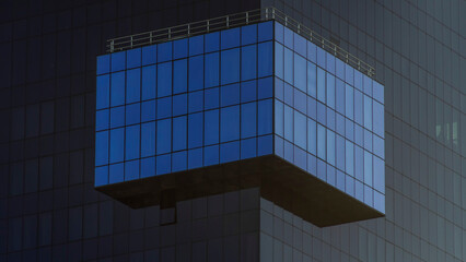 Part of a modern dark glass building. Space for text. Business concept of future architecture. © kalyanby