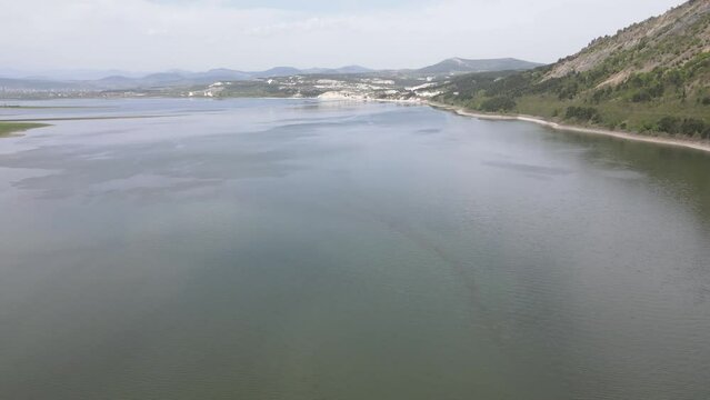 Aerial view of Studen Kladenets Reservoir, Kardzhali Region, Bulgaria