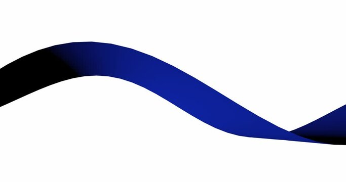 The blue ribbon waves on a white background. The movement of the figure in waves.