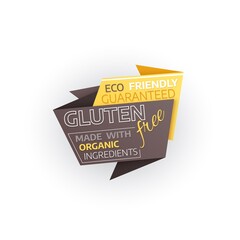 Gluten free food shop banner. Organic nutrition ingredients, eco friendly production products and healthy food store vector promo sing, discounts offer badge or special offer advertising bubble