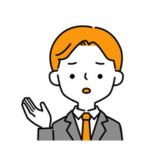 困り顔のスーツの男性のシンプルなイラストアイコン