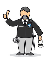 Cartoon Mann als Correctional Officer in den USA