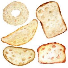 Watercolor bread for toast illustration