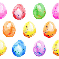 Watercolor pattern with easter eggs. Easter eggs for Easter holidays design. Easter eggs vector isolated on white background.