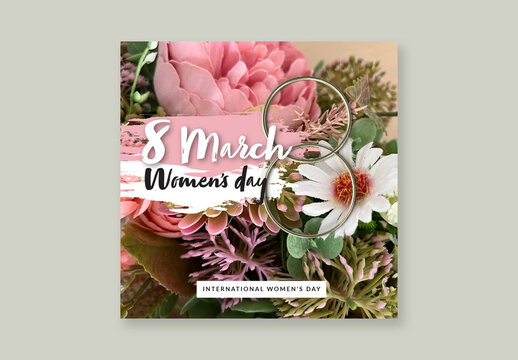 International Womens Day Layout with Floral Background