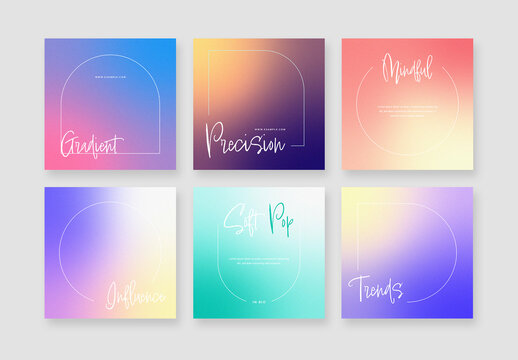 Soft Design Layouts with Pastel Gradients and White Typography