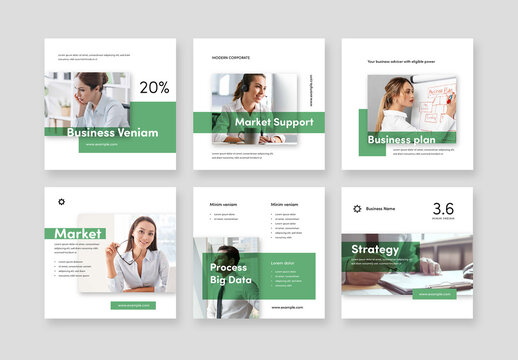 Elegant Social Media Posts with Green Accent