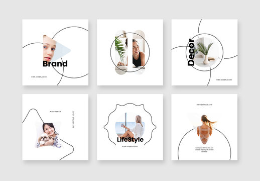 Minimalist Social Media Layouts with Line Art Design