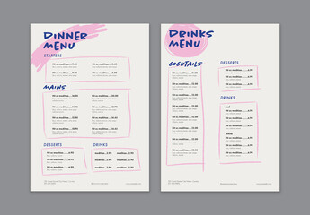 Creative Menu Layout with Hand Drawn Elements