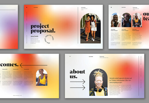 Pitch Deck Layout with Yellow and Orange Gradient