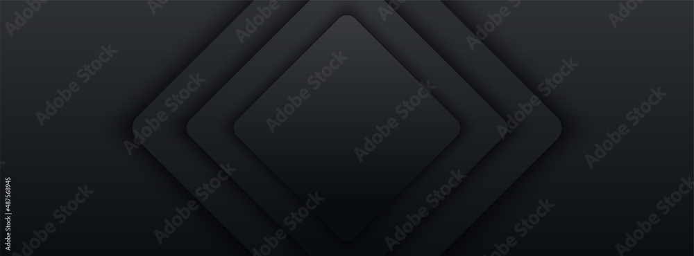 Canvas Prints black abstract vector long banner. business minimal gradient background with 3d rhombus and copy spa