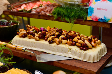 Grana Padano and Nuts Cheesecake, mousse, mousse with chestnuts, birthday party