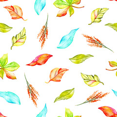 Pattern Foliage Colors Watercolor Handraw