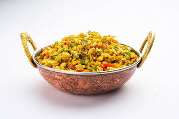 Egg bhurji, also known as Masala Anda Bhurji, is a scrambled eggs dish from India