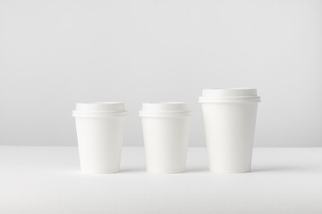 Three Coffee Cups on a white background