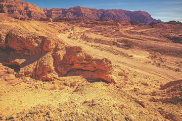 Fototapeta na wymiar Colorful mountains. Sandstone in the desert. Timna Park, Israel