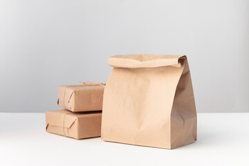 packaging set of craft boxes and a paper bag