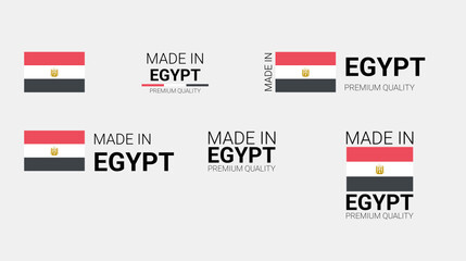 Vector set of made in Egypt labels, made in the Egypt logo, Egypt flag, product emblem, made in Egypt badges, premium quality, patriot proud label stamp, vector illustration, Rectangle