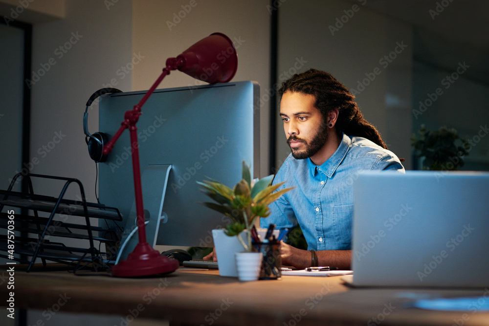 Poster hard work is the true enduring characteristic of successful people. cropped shot of a young designer