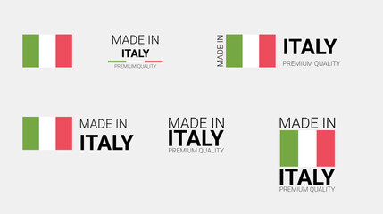 Vector set of made in Italy  labels, made in the Italy logo, Italy flag, product emblem, made in Italy badges, premium quality, patriot proud label stamp, vector illustration, Rectangle
